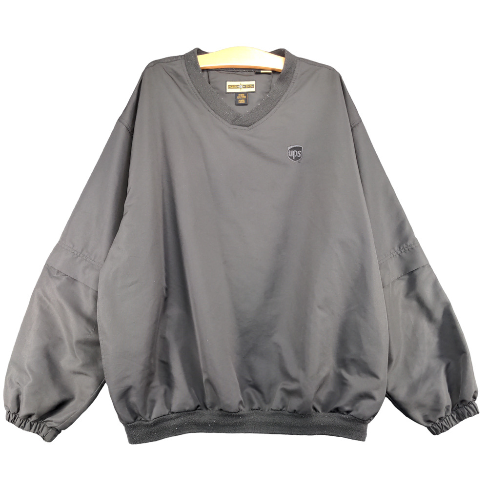 North End Mens UPS Pullover Jacket Gray Size XL Embroidered Logo V Neck